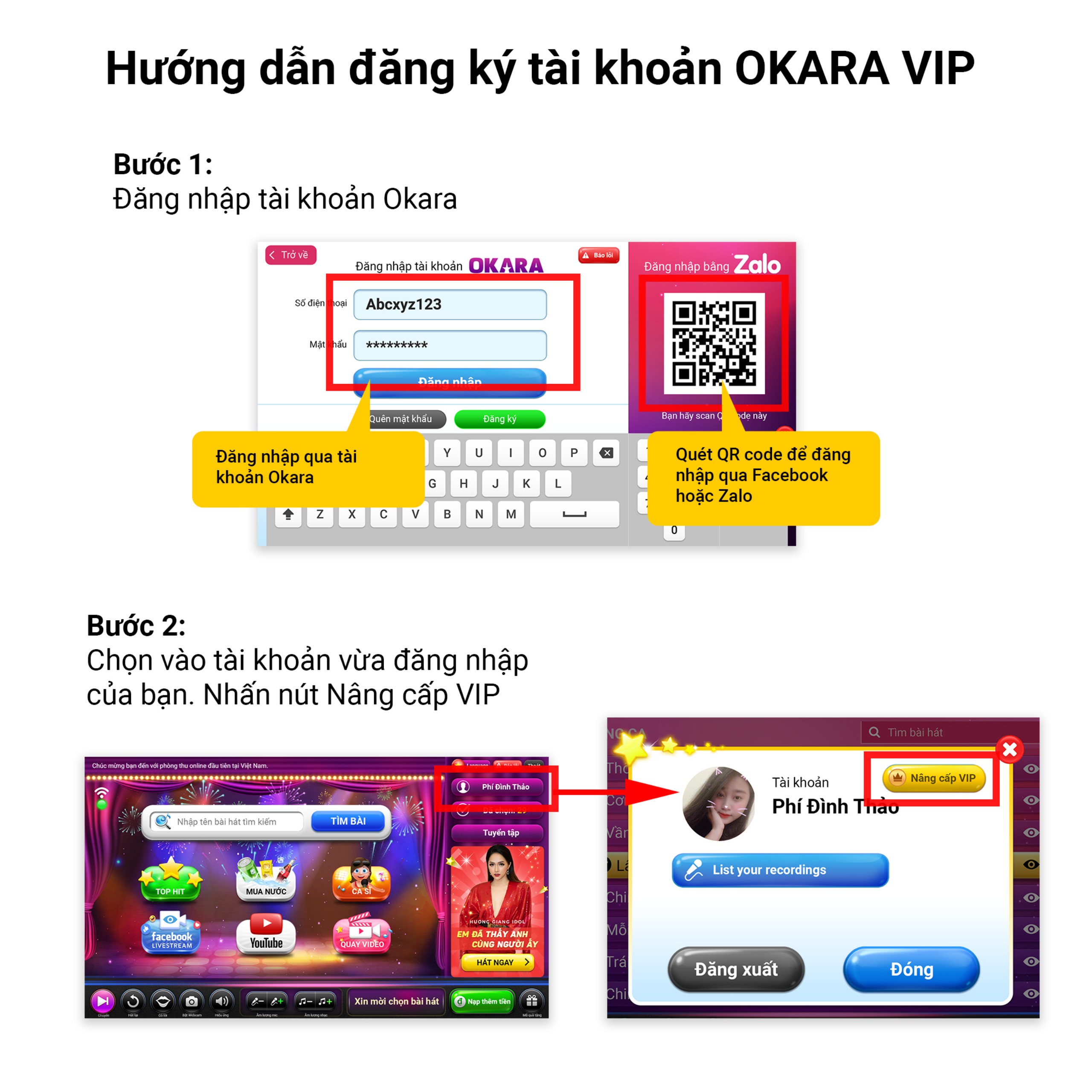 Hướng dẫn đăng ký tài khoản OKARA VIP trên booth Okara